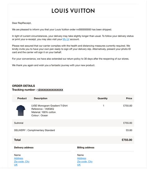 louis vuitton email receipt.